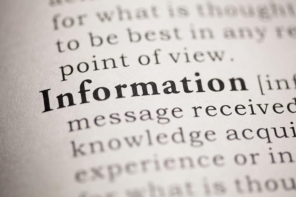Definition of the word information within a dictionary